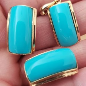 14k turquoise earring pendant set